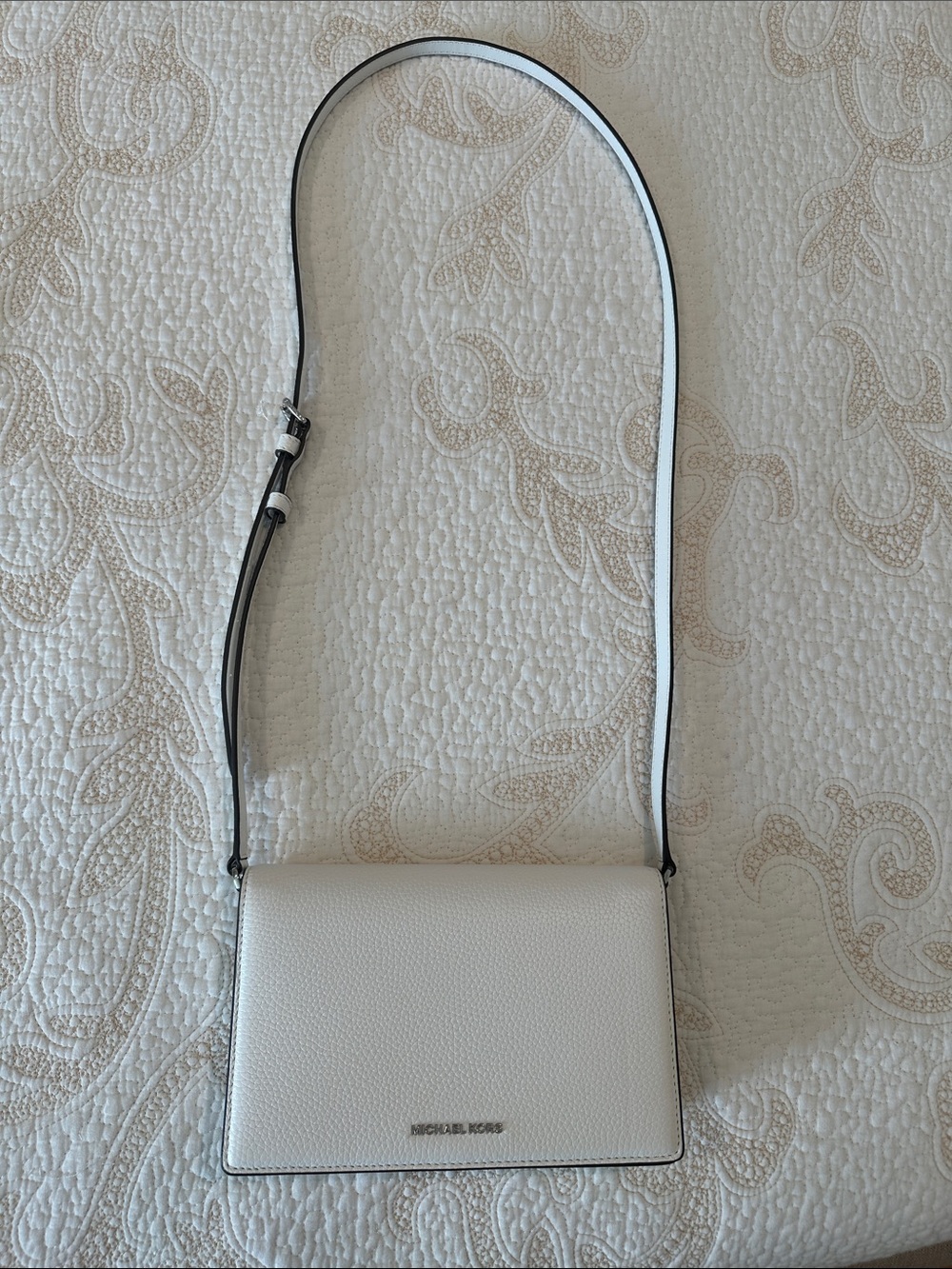 Michael Kors White Pebbled Leather Crossbody Bag